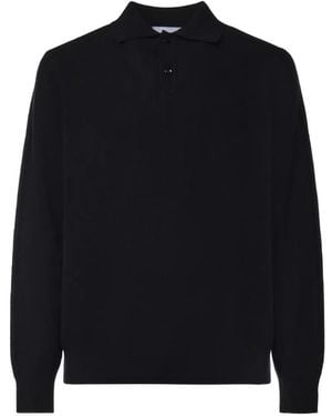 Lardini Ribbed-Knit Polo Shirt - Black
