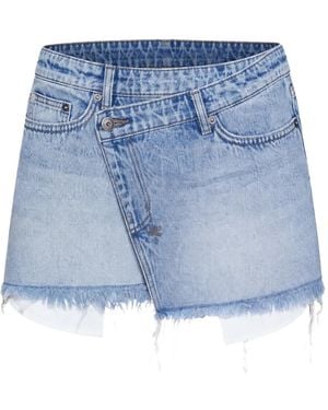 Ksubi Rap Asymmetric Frayed Mini Skirt - Blue