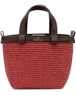 La Portegna Teresita Leather-Trim Tote Bag - Red