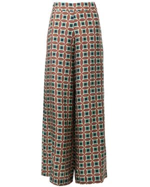 Biyan Geometric-Pattern Trousers - Natural