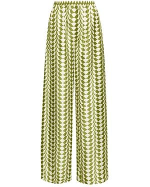 Oscar de la Renta Geo シルク パンツ - グリーン