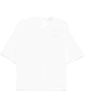 IRO フレイドエッジ ツイードtシャツ - ホワイト