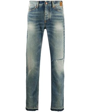 Palm Angels Rip Detail Faded Jeans - Blue