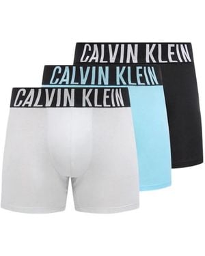 Calvin Klein Logo-Waistband Cotton Boxer Briefs (Set Of Three) - Blue