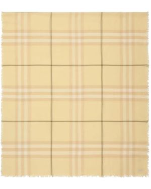 Burberry Checked Wool Scarf - Natural