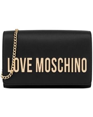 Love Moschino Logo-Lettering Clutch Bag - Black