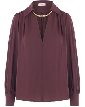 Elisabetta Franchi Pleated-Collar Blouse - Purple