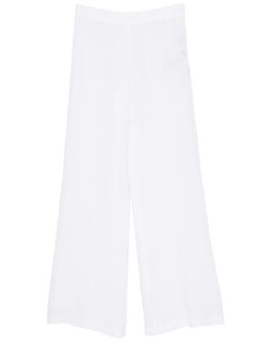 120% Lino Pantalon À Coupe Ample - White