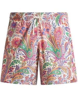 Etro Floral-Paisley Swim Shorts - Red