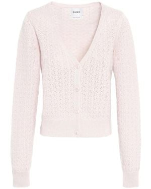 Barrie Open-Knit Button Cardigan - White