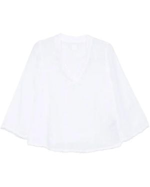 120% Lino V-Neck Blouse - White