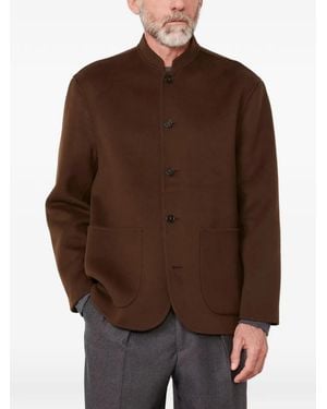 Officine Generale Simão Mandarin-Collar Wool Jacket - Brown