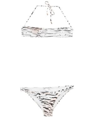 Balmain Tiger-Print Bikini - White