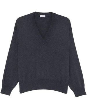 Brunello Cucinelli V-Neck Long-Sleeve Jumper - Blue