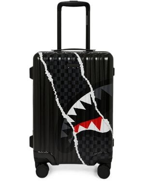 Sprayground Shark Slash Check-Pattern Shark-Print Carry-On Luggage - Black