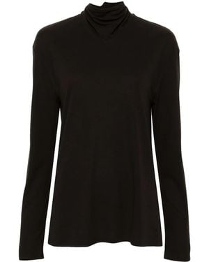 Lemaire Cotton Jersey Scarf-Detail Tunic Top - Black