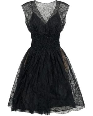 Valentino Garavani Lace-Overlay Sequin-Embellished Mini Dress - Black