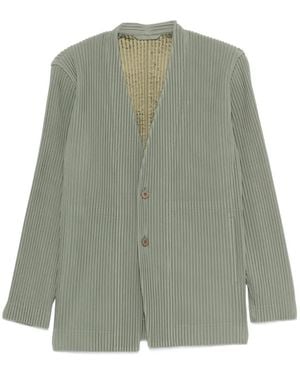 Homme Plissé Issey Miyake Pleated Single-Breasted Jacket - Green