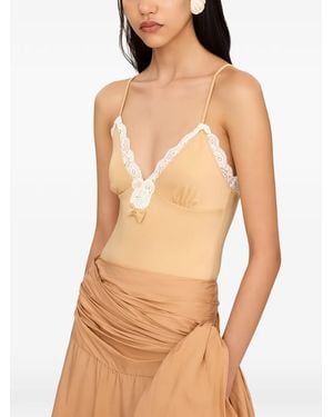 Chloé Lace-Trim Bow-Detail Bodysuit - Orange