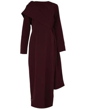 Loodyana Pleated Wrap-Around Maxi Dress - Red