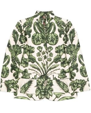 F.R.S For Restless Sleepers Camisa de seda con estampado floral - Verde