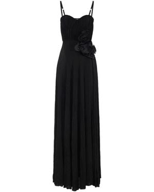Elisabetta Franchi Carpet Lurex Jersey Dress With Embroidered Flower - Black