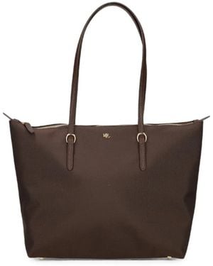 Ralph Lauren Medium Keaton Logo-Plaque Tote Bag - Brown