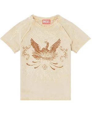 DIESEL Rhinestone-Embellished Raglan-Sleeve T-Shirt - White