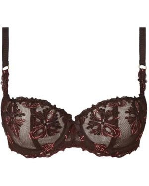 Chantelle Embroidered Mesh Bra - Brown