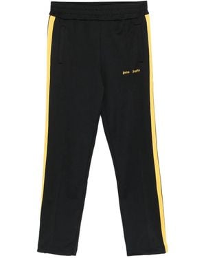 Palm Angels Pantaloni Con Logo Ricamato E Strisce Laterali - Nero