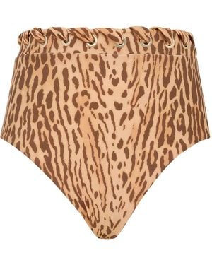 Zimmermann Cascadian Leopard-print High-waist Bikini Bottom - Natural
