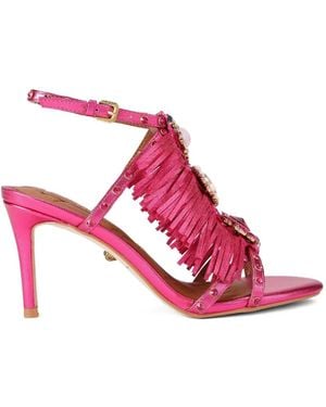 Kurt Geiger Jewel-Embellished Fringed Sandals - Pink