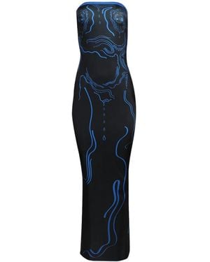 DI PETSA Printed Long Dress - Blue