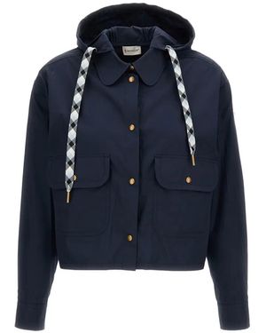 Moncler Hooded Logo-Patch Jacket - Blue
