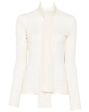 TOTEME Ribbed Scarf-Detail Shirt - White