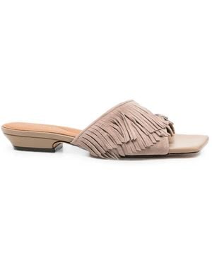 SERGIO MORETTI FIRENZE Fringed Suede Sandals - Pink