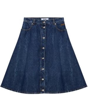 MSGM A-Line Midi Skirt - Blue