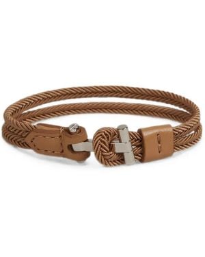 Tom Ford Braided Leather-Trim Bracelet - Brown