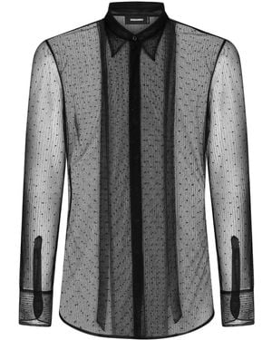 DSquared² Semi-Sheer Pinstripe Shirt - Black