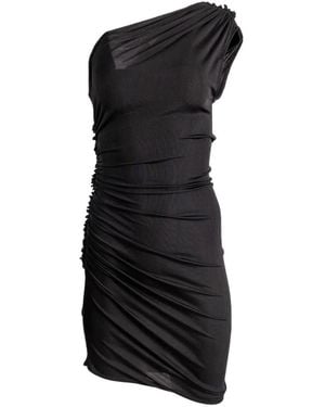 Atlein Ruffled One-Shoulder Mini Dress - Black