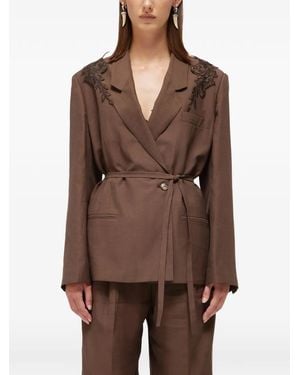 Blugirl Blumarine Floral-Patch Belted Blazer - Brown