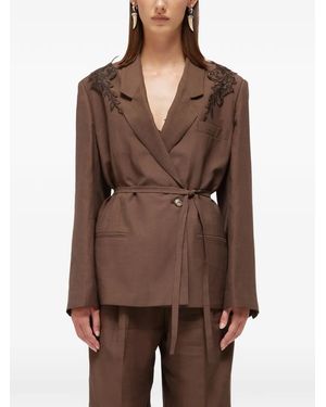 Blugirl Blumarine Floral-Patch Belted Blazer - Brown