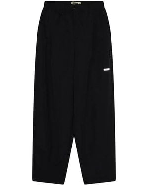 Woodbird Logo-Embroidered Trousers - Black