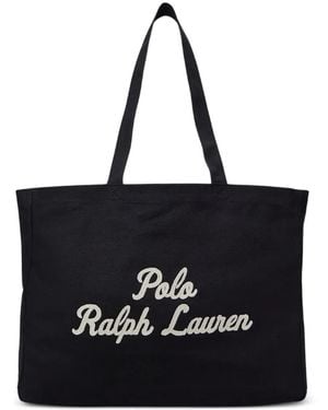 Polo Ralph Lauren Logo-Embroidered Canvas Tote Bag - Black