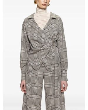Nissa Checked Wrap Shirt - Grey
