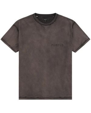 Purple Brand Stencil Distressed-Effect T-Shirt - Grey