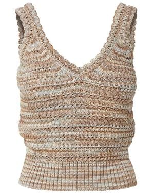 Veronica Beard Selwyn Space-Dye Knit Top - Natural