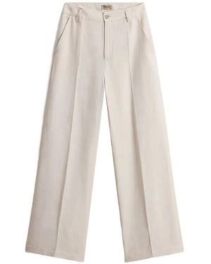 Woolrich Belt-Loops Pressed-Crease Pants - White