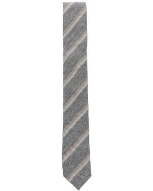 Eleventy Corbata A Rayas Diagonales - Blanco