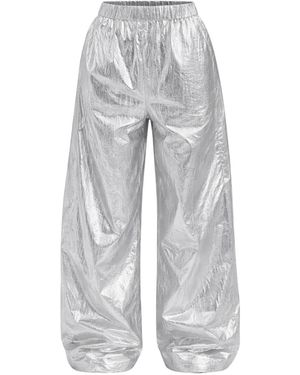 Tibi Pantalon Winslow À Effet Métallisé - Gray